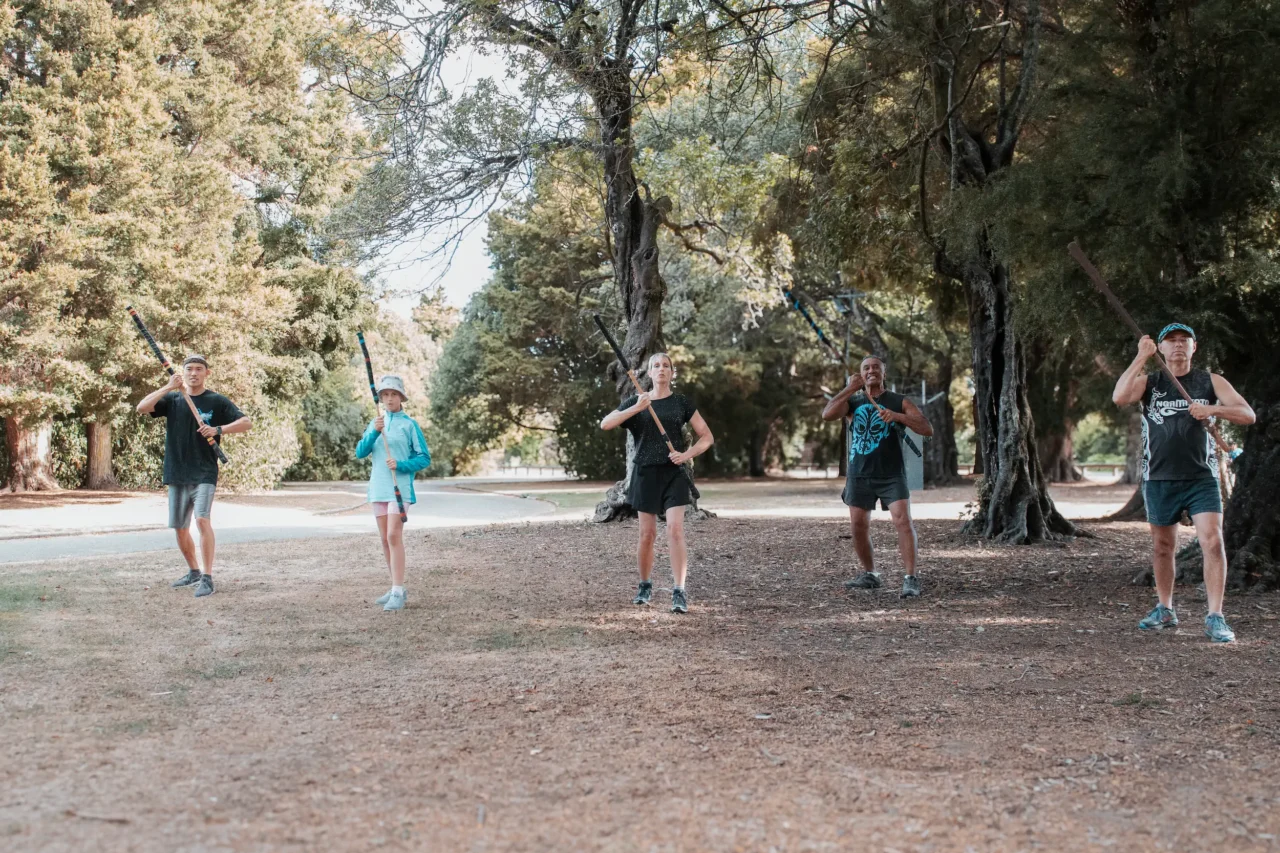 Mau rakau group practicing