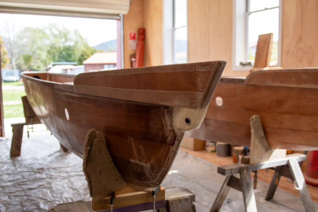 Waka Taurua in the workshop