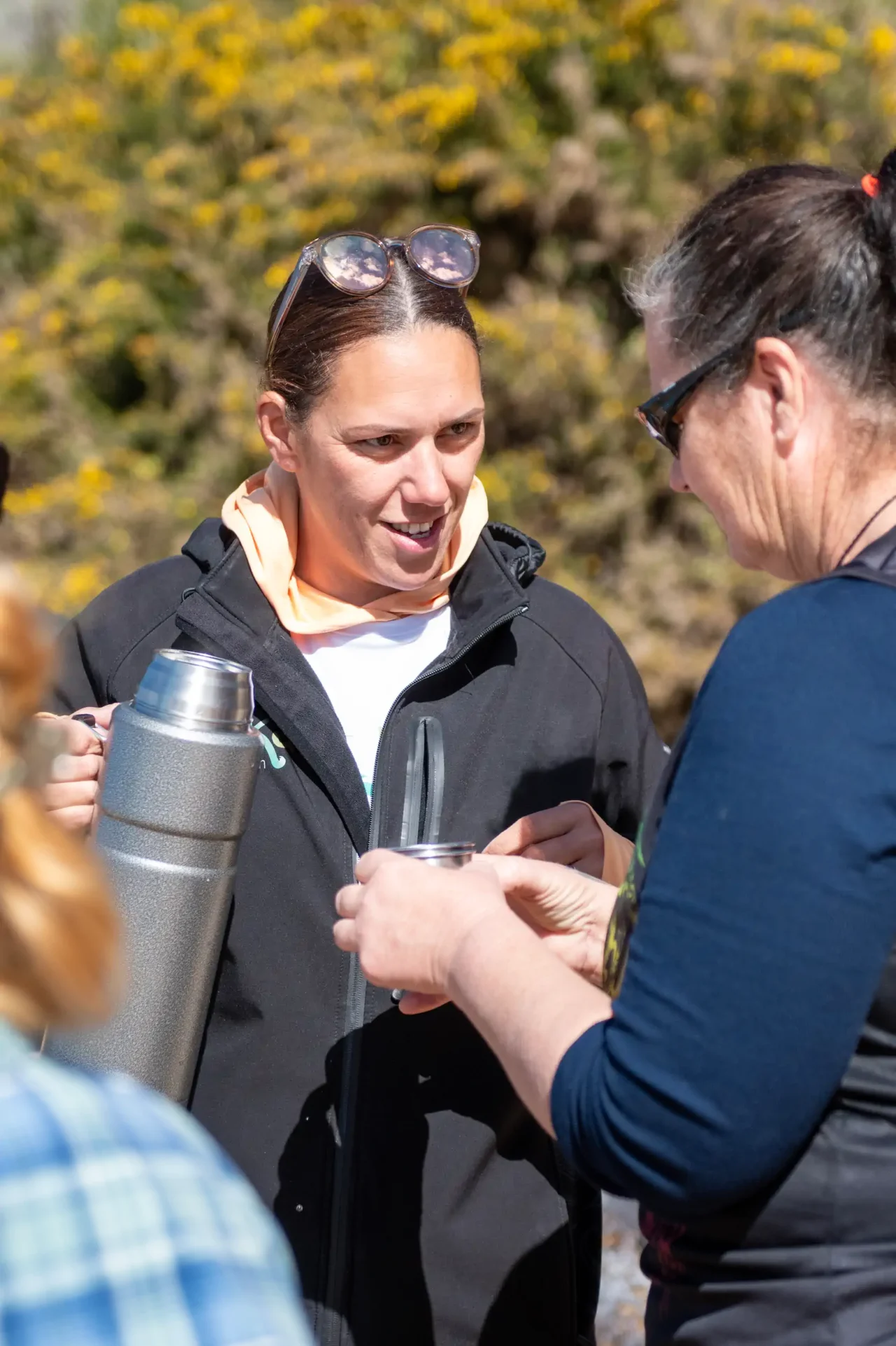 Cuppa tea time, lady with a thermos